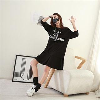 Drop-waist Lettering Pullover Dress