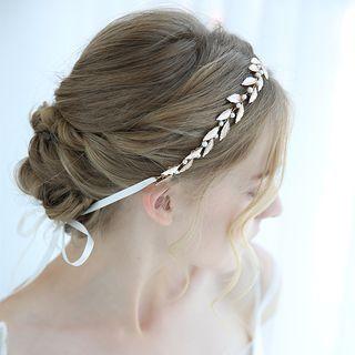 Wedding Faux Pearl Leaf Headpiece Gold - One Size