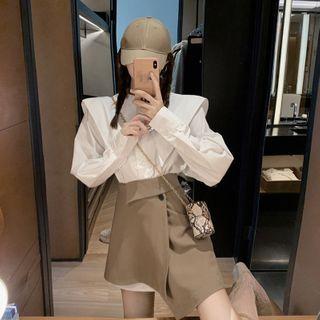 Plain Shirtdress / Asymmetric A-line Skirt