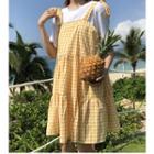 Plaid Shoulder-tie Minidress
