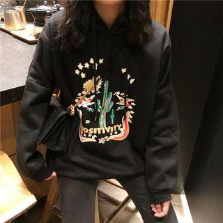 Cactus Print Hoodie Black - One Size