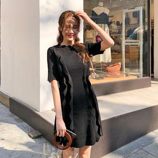 Scallop Ruffle-trim Knit Dress