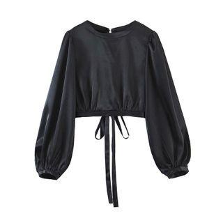 Drawstring-cuff Cropped Sweatshirt