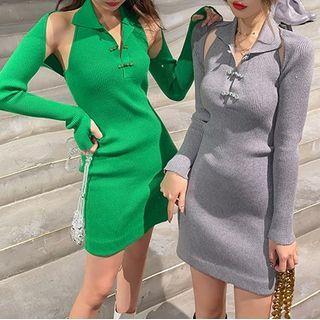 Set: Sleeveless Knit Mini Sheath Dress + Shrug