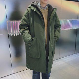 Plain Mock Two-piece Hooded Coat
