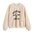 Duck Print Faux Shearling Pullover