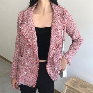 Faux Pearl Tweed Coat