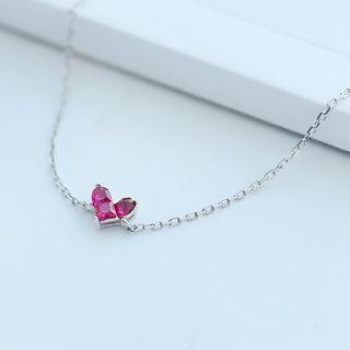 Sterling Silver Jeweled Heart Bracelet