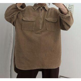 Half-zip Corduroy Boxy Top
