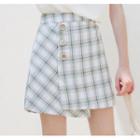 Plaid Asymmetric Mini A-line Skirt