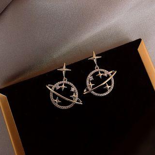 Star Rhinestone Drop Earring 1 Pair - Silver Needle - As Shown In Figure - One Size