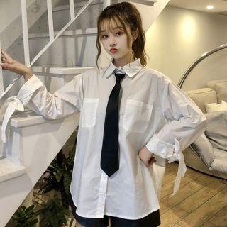 Long-sleeve Shirt With Tie / Knit Vest