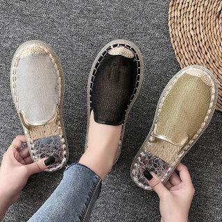 Mesh Panel Espadrille Mules