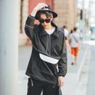 Two-tone Turtleneck Zip-up Sweatshirt