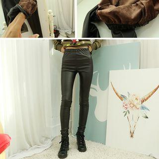 Brushed Fleece Lined Faux-leather Leggings