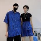 Zebra Print Elbow-sleeve Shirt / Mini A-line Skirt