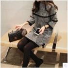 Long-sleeved Loose-fit Straight Woolen Sheath Dress