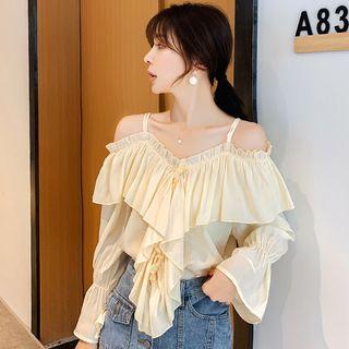 Bell-sleeve Cold-shoulder Top