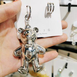 Non-matching Bear Drop Earring 1 Pair - As Shown In Figure - One Size
