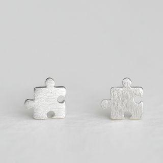 925 Sterling Silver Puzzle Earring  - One Size