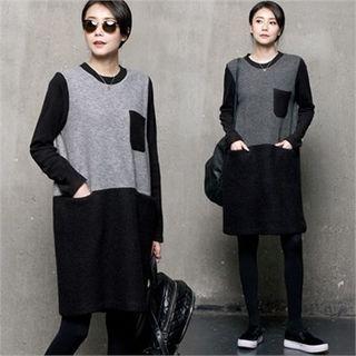 Pocket Two-tone Shift Dress