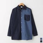 Contrast-panel Pinstripe Oxford Shirt