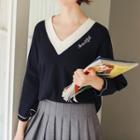 V-neck Long-sleeve Knit Sweater
