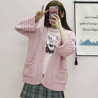 Open Knit Panel Cardigan