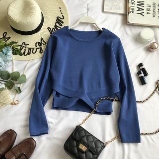 Wrap Cutout Long-sleeve Knit Top