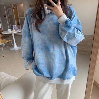 Tie-dye Print Floral Pullover