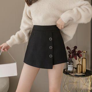 Asymmetrical Buttoned A-line Mini Skort