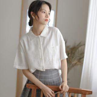 Plain Button-up Oversized Blouse