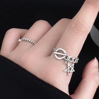 Star Pendant Sterling Silver Ring Silver - One Size