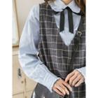 Frill-trim Cotton Blouse With Scarf