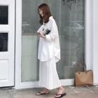 Pleated A-line Skirt White - One Size