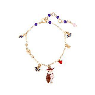 Fashion Creative Plated Gold Enamel Owl Bracelet Golden - One Size