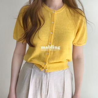 Plain Single Breasted Short-sleeve Top