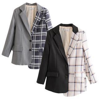 Plaid Asymmetric Blazer