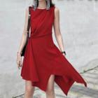 Sleeveless Mini Asymmetric A-line Dress