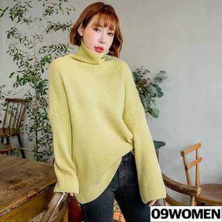 Tall Size High-neck Wool Blend Sweater