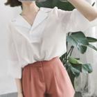 V-neck Flared-sleeve Blouse