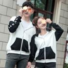 Couple Matching Two-tone Lettering Hooded Jacket