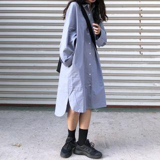 Stand-collar Shirt Dress