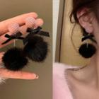Pom Pom Drop Earring 1 Pair - Black - One Size