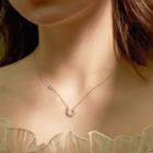 925 Sterling Silver Rhinestone Open Hoop Necklace As Shown In Figure - One Size