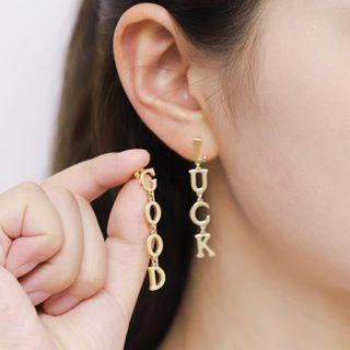 Lettering Asymmetrical Alloy Dangle Earring