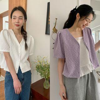 Short-sleeve Boucl  Cardigan