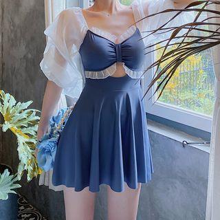 Puff-sleeve Ruffled Bikini