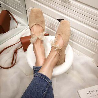 Faux Suede Bow Accent Ballet Flats