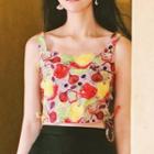 Printed Strappy Crop Top